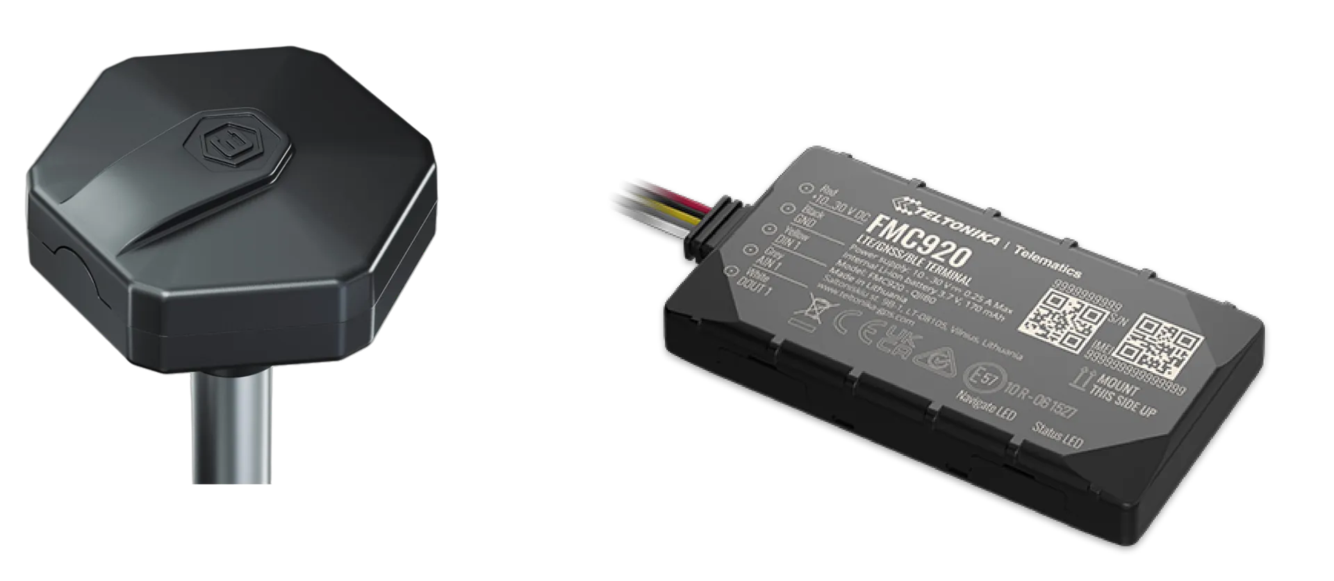 Sensor de nivel de combustible con su sonda y el equipo GPS que se instala en la unidad