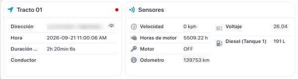 Detalle de la tarjeta Sensores con el nivel de un tanque